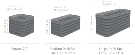 Crescent Garden TruDrop Self Watering Slat Square Box Planter - Indoor Outdoor Planter Box with Built-in Reservoir & Water Level Indicator, All Weather Flower Pot, 22''(Shadow)