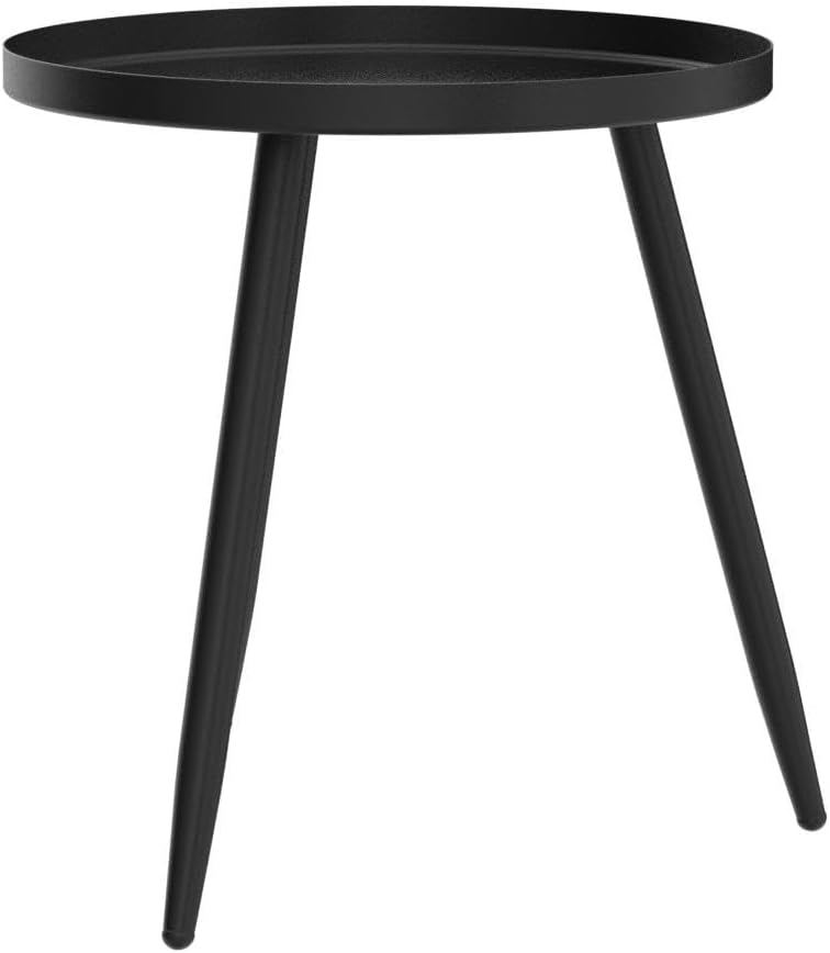 AOJEZOR Side Table: End Table for Indoor Use - Small Side Tables for Small Spaces All Matte Black with 3 Legged