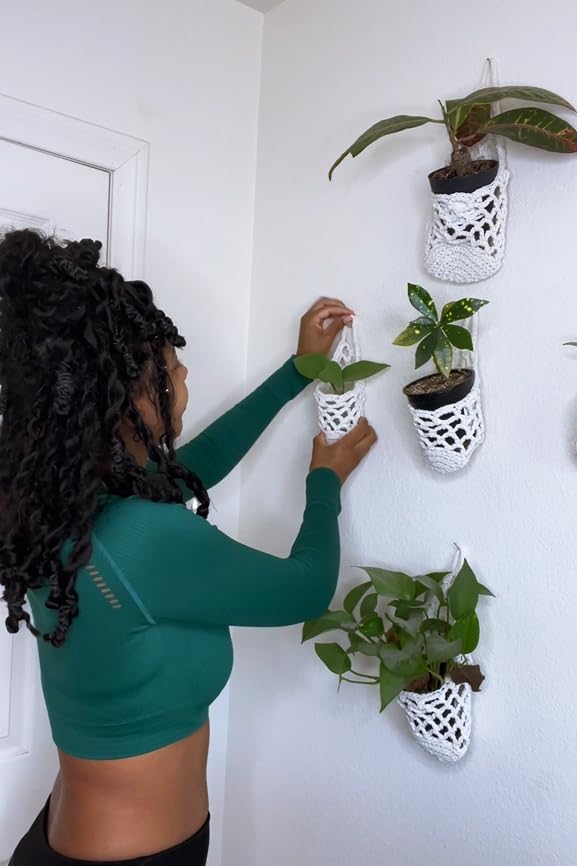 4PK Wall Planters for Indoor Plants, Macrame Plant Hanger | Wall Planter, Plant Hanger, Hanging Planter (2 Large + 2 Small)