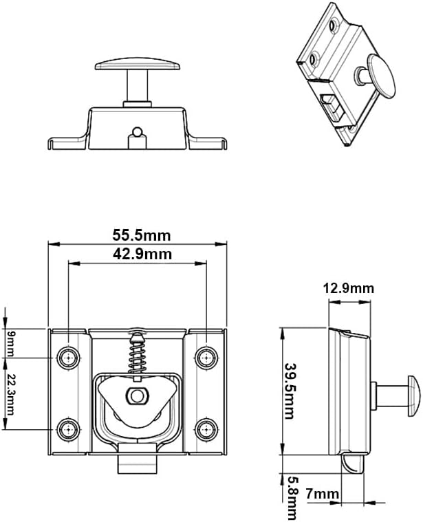 QCAA Oval Turn Cabinet Latch, for Cupboard & Other Furniture, Large, Brass Plated, 1 Pack