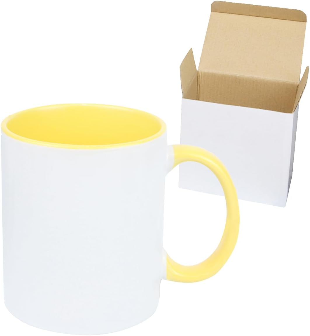 11oz White Ceramic Sublimation Coffee Mug in White Gift Box (6 Mixed Colors, 12)