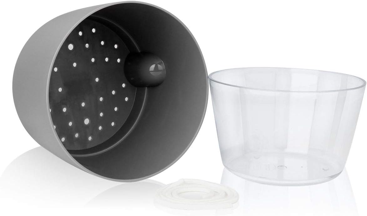 Vanavazon 6 Inch Self Watering Planter Pots for Indoor Plants, 3 Pack African Violet Pots with Wick Rope-Grey