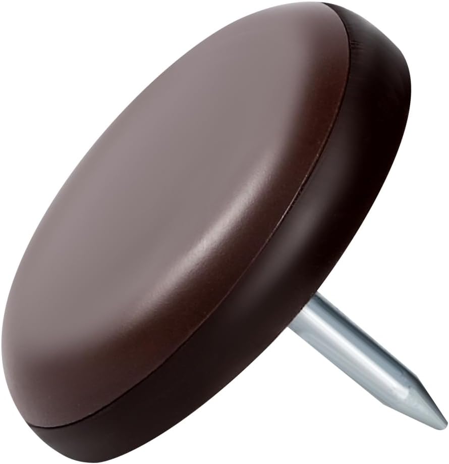 3/4“ Nail on Furniture Sliders (24 Pack) - Furnigear Heavy Duty PTFE (Teflon) Chair Leg Slider Glide Wooden Furniture Movers Move Your Furniture Easily & Safety - Best Floor Protector Brown