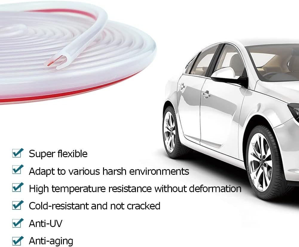 Clear Rubber Edge Trim, U Channel Rubber Seal Strip with Self-Adhesive Tape, Metal Edge Protector Fit for 0.15", 20Ft (236 in)