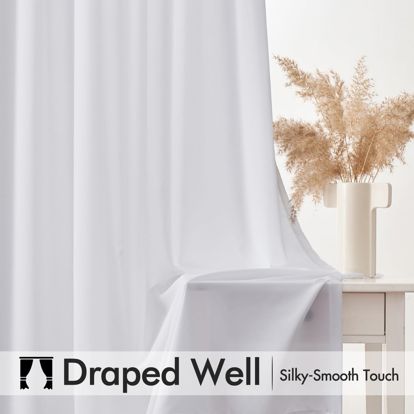 MIULEE White Privacy Sheer Curtains That Let Light in 102 Inches Long Non-See-Through Semi Sheer Curtains Light Filtering Window Curtain Drapes for Living Room Bedroom 2 Panels Set 42 X 102