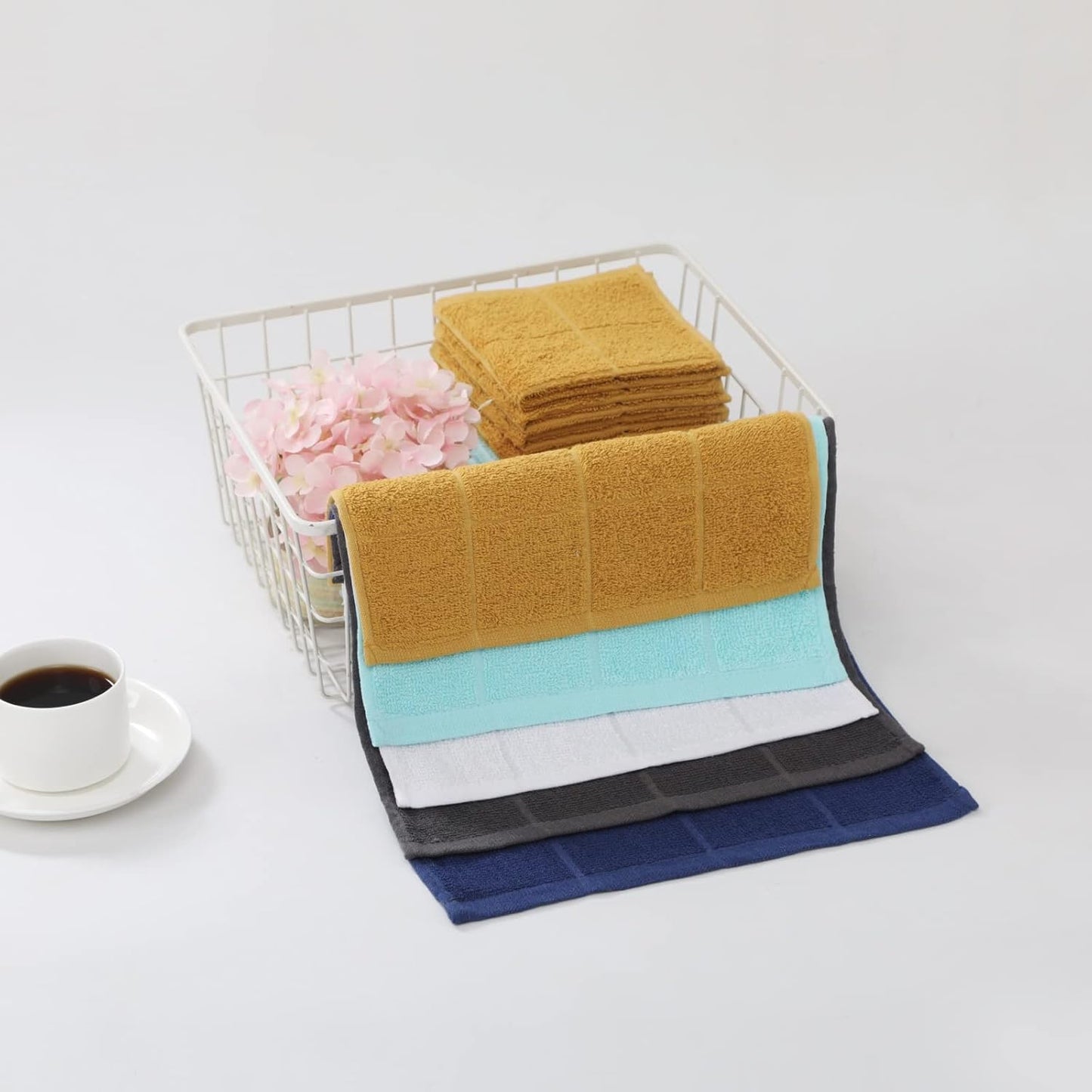 Glynniss Dishcloths Kitchen Highly Absorbent Dish Rags 100% Cotton Dish Cloths for Washing Dishes (Honey Gold)