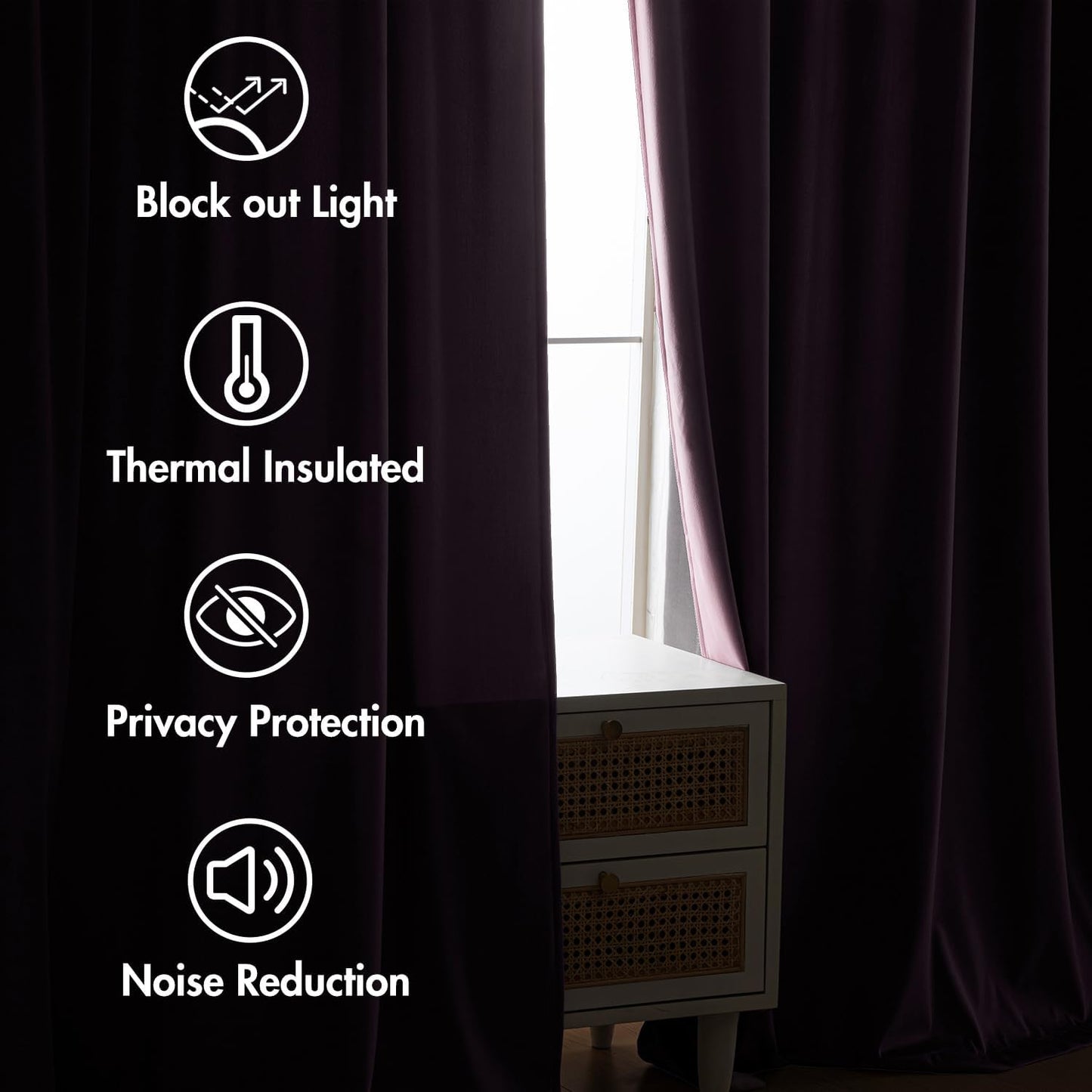 MIULEE Lavender Velvet Curtains 108 inches 2 Panels - Luxury Room Darkening Window Drapes for Bedroom Living Room Thermal Insulated Super Soft Extra Long, Back Tab Rod Pocket Pinch Pleated, Purple