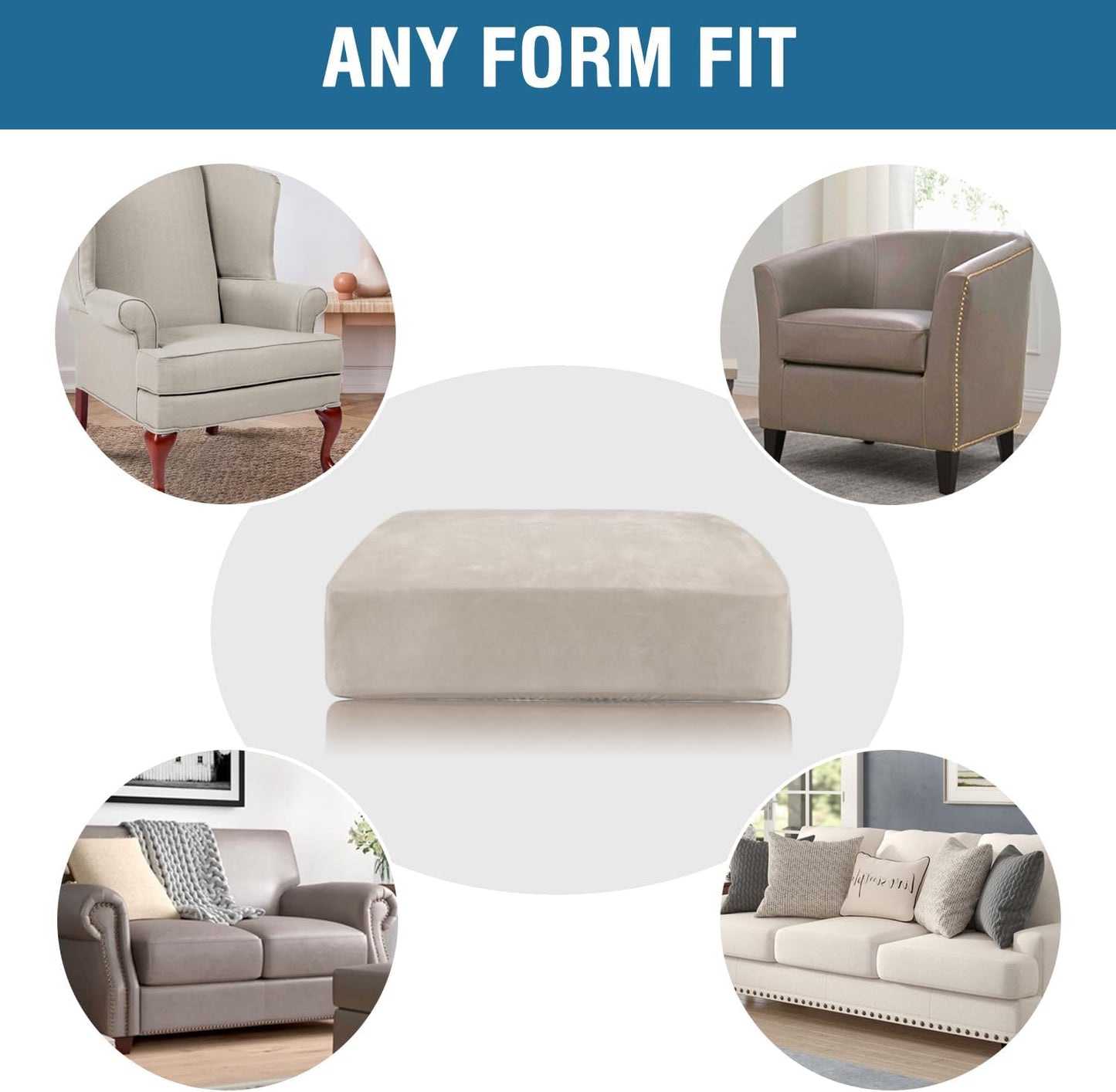 H.VERSAILTEX Velvet Stretch Couch Cushion Cover Plush Cushion Slipcover for Chair Loveseat Sofa Cushion Furniture Protector Seat Cushion Sofa Cover (2 Piece Medium Sofa Cushion Covers, French Oak)