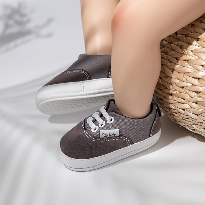 Morbido Infant Baby Boys Girls Canvas Sneaker Toddler Slip On Anti Skid Newborn First Walkers Candy Shoes for 0-18 Months