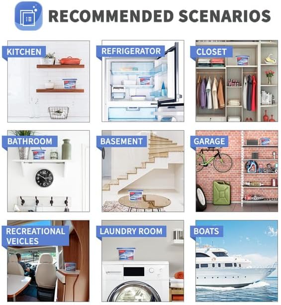 Vacplus Moisture Absorbers 6 Pack, 10.5 Oz Portable Humidity Absorber Boxes for Your Bathroom, Closet & Car, Dehumidifier with Fresh Linen Fragrance, Dutch Blue