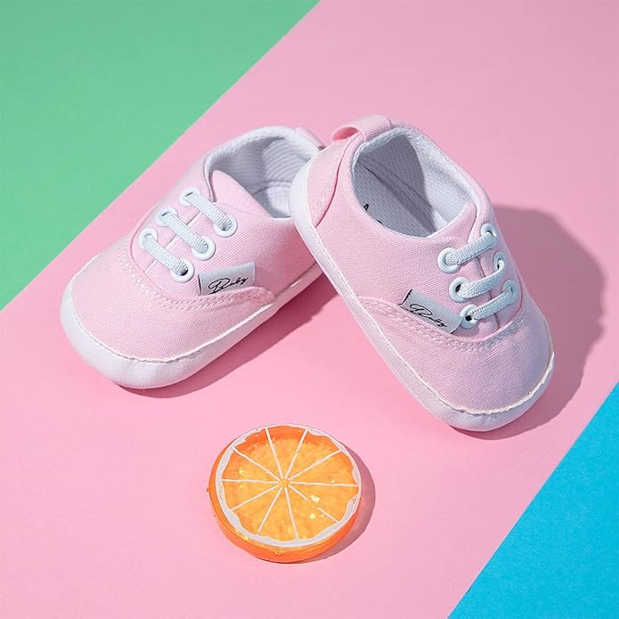 Morbido Infant Baby Boys Girls Canvas Sneaker Toddler Slip On Anti Skid Newborn First Walkers Candy Shoes for 0-18 Months