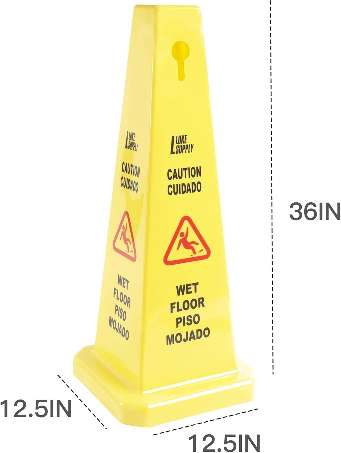 MATTHEW CLEANING 3 Packs 36” Caution Wet Floor Safety Cones for Indoors and Outdoors,Bright Yellow Caution Wet Floor Sign,4-Sided Bilingual Signs,Avoid Fall & Slip Accident