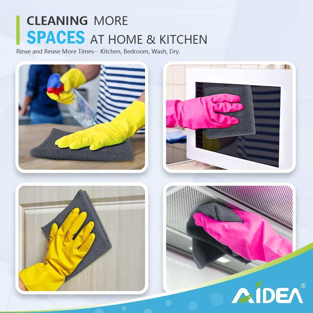 AIDEA Microfiber Cleaning Cloth 100PK, Soft Microfiber Towels for Cars, Absorbent Cleaning Rags, Lint-Free Streak-Free Wash Cloths for House, Kitchen, Window(12inx12in), Grey