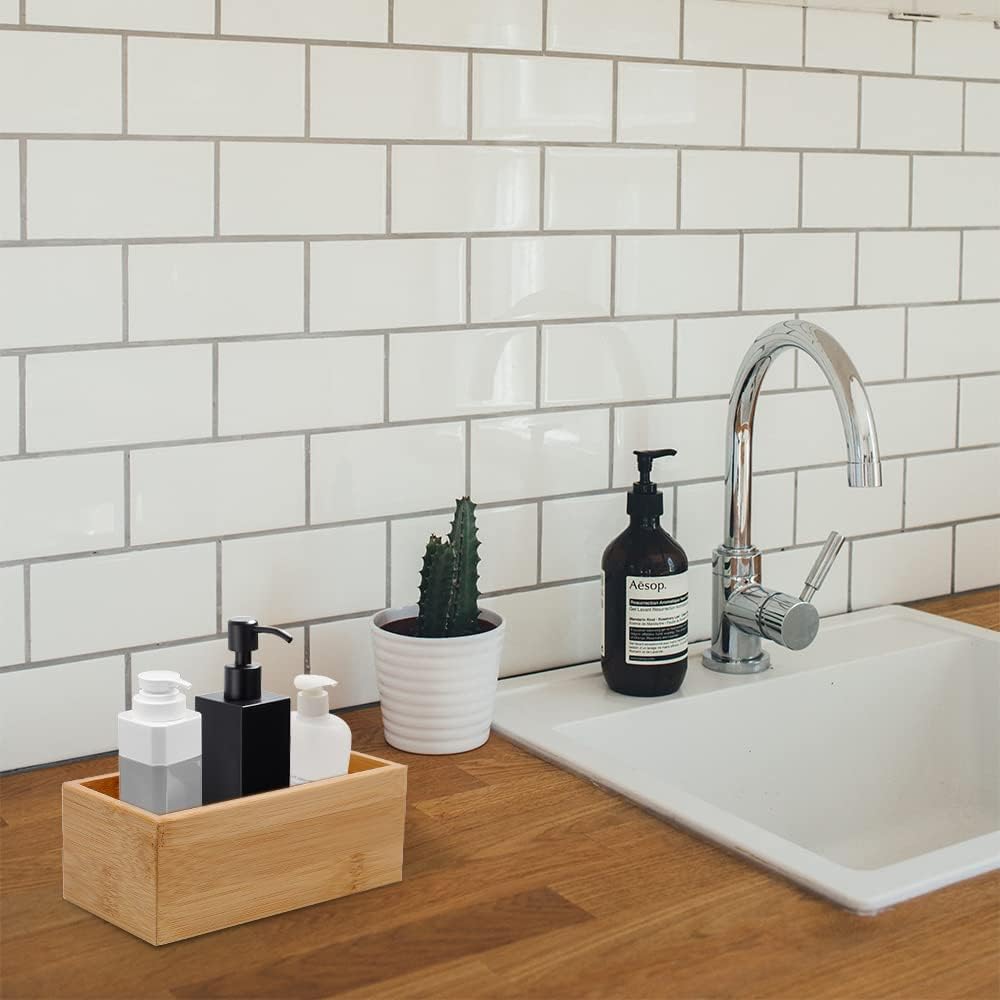 Bamboo Drawer Organizer - Kitchen Utensil Organizer Silverware Tray Cutlery Holder,Office Desk Supplies and Accessories (8.9x5.9x2.6 inch)