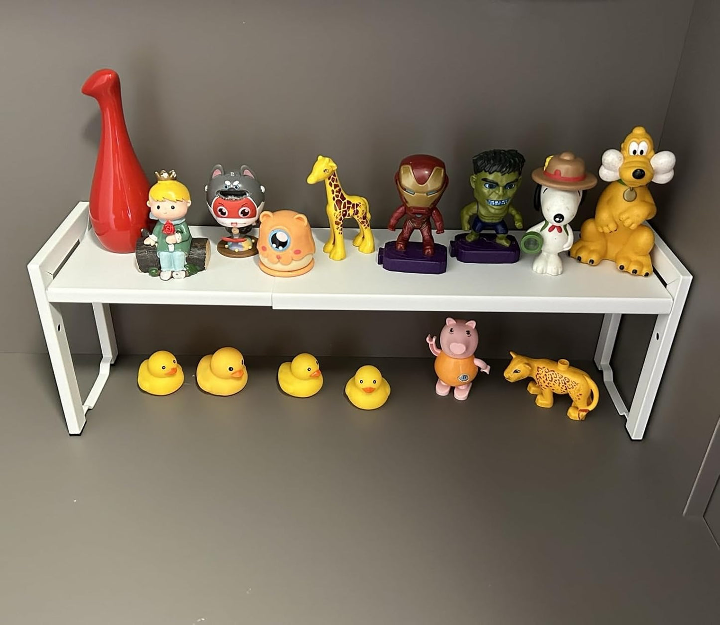 Expandable Cabinet Shelf Organizer 16-26" L Stackable Kitchen Counter Shelf Rack Stand Sink Riser Countertop Storage White (Narrow 5.1”D)