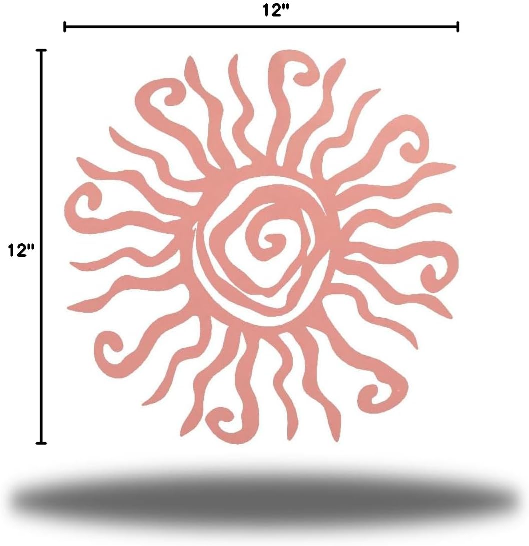 Riverside Designs Wacky Sun Metal Wall Art Indoor/Outdoor Decor - 12" Pink Rust Proof Wall Sculpture - Made in USA - Ideal for Bedroom, Garden, Home, Patio and Farmhouse