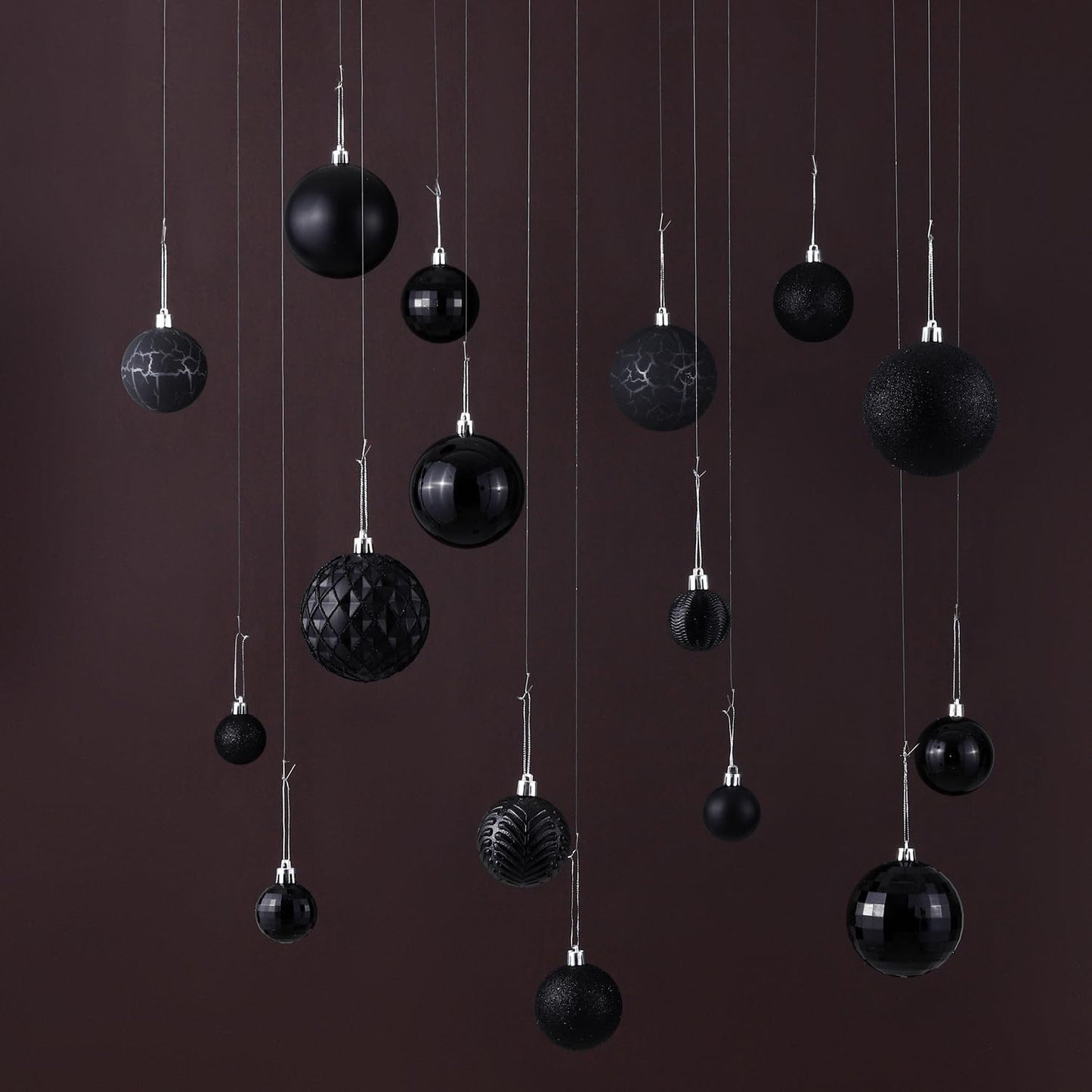 LANGXUN 36pcs Black Christmas Tree Decorations Balls, Bolas De Navidad, 2025 Christmas Decor, Indoor Outdoor Shatterproof Christmas Ornaments, Xmars Party Wedding Suppiles