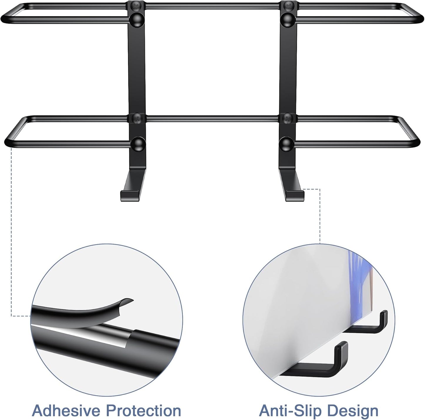 Glove Box Dispenser Wall Mount: Black Holder Organizer for Disposable Glove & Tissue Box - Organizer on Wall in Lab, Kitchen, Bathroom, Garage