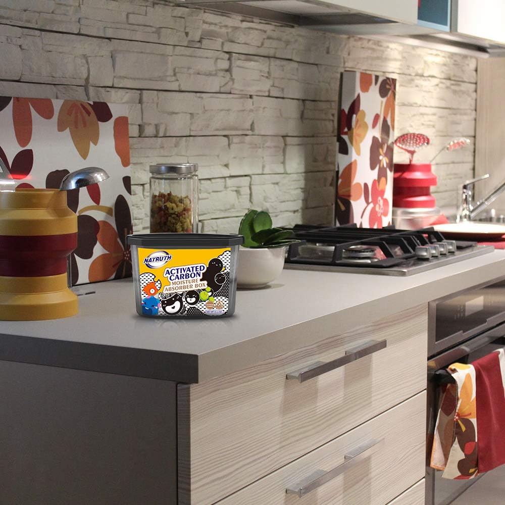 NATRUTH Moisture Absorbers 10.5OZ*6-Pack With Activated Charcoal,Portable Closet Dehumidifier, Odor Eliminator Absorber Bucket,Humidity Absorber,Cleaner Air Dehumidifier for Closet,Bathrooms, Boats