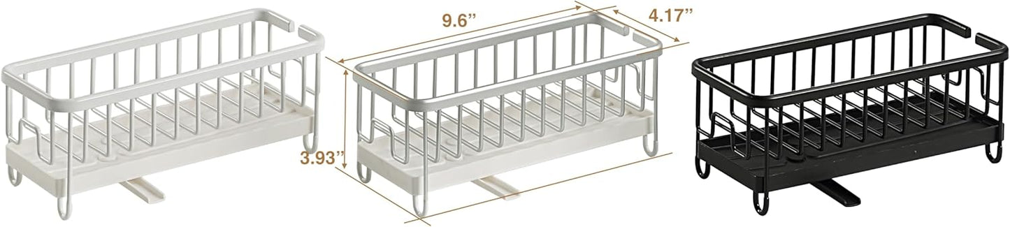 SunnyPoint Never Rust Aluminum Utensil, Sink Cleaning Tools Holder for Kitchen Sink with Drain Board; Dish Wand, Sponge, Soap Dispenser, Utensil Organizer Caddy (BLK)