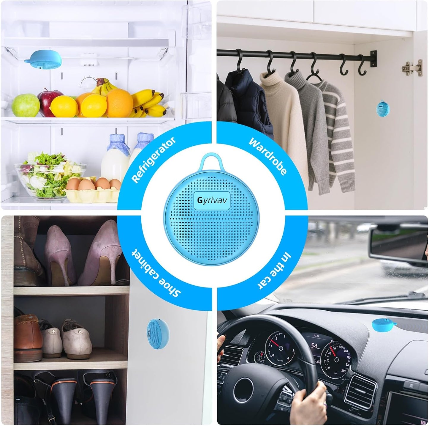 Refrigerator Deodorizer, Rechargeable Deodorizer, Fridge Deodorizer, Air Purifier, Suitable for Refrigerator, Car, Wardrobe, Shoe Cabinet, Better Than Baking Soda and Charcoal(Blue)