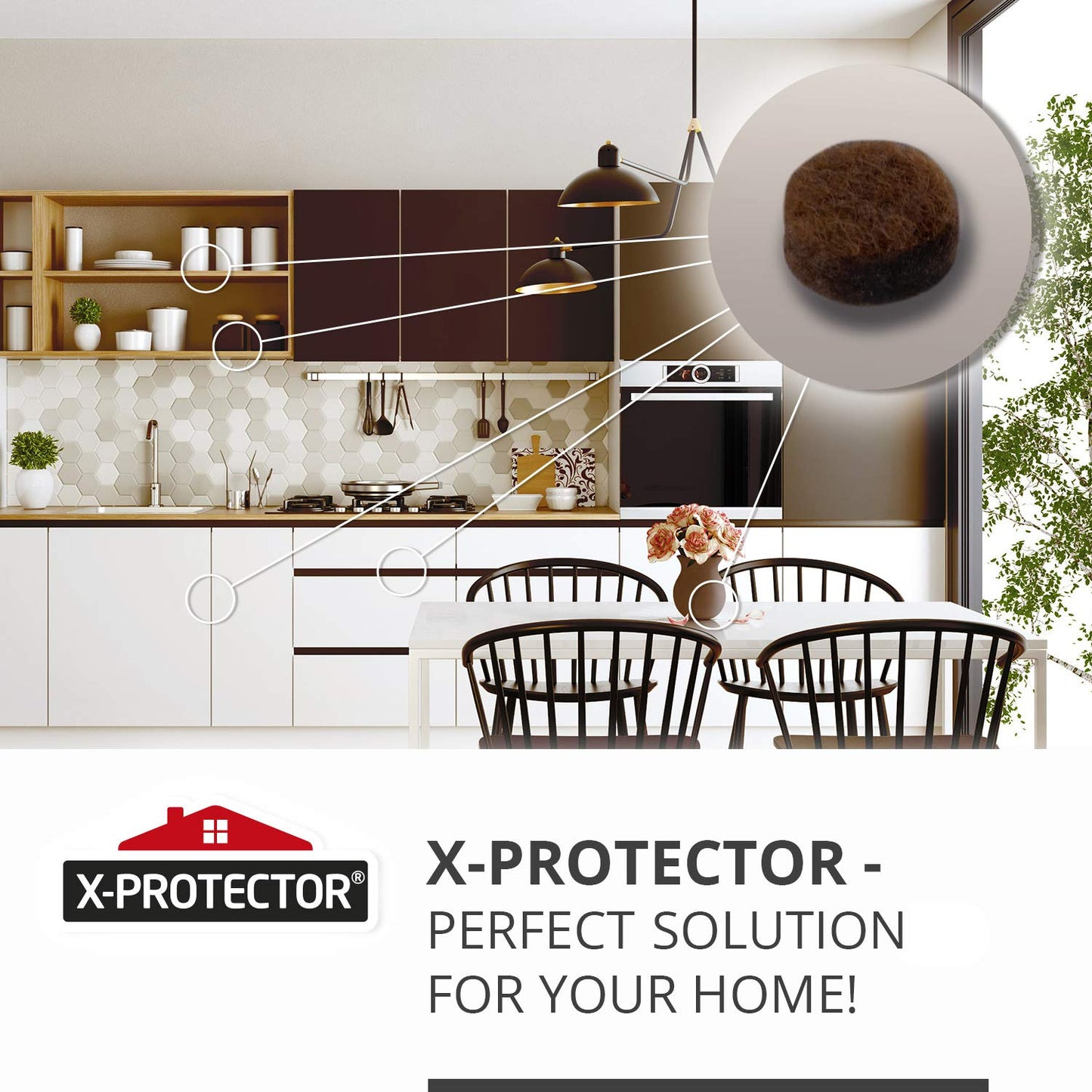 Cabinet Door Bumpers X-Protector 100 PCS – Small Felt Pads 3/8” – Ideal Brown Felt Bumpers – Self-Adhesive Thick Felt Dots – Bumper Pads to Protect Glass & Other Surfaces!