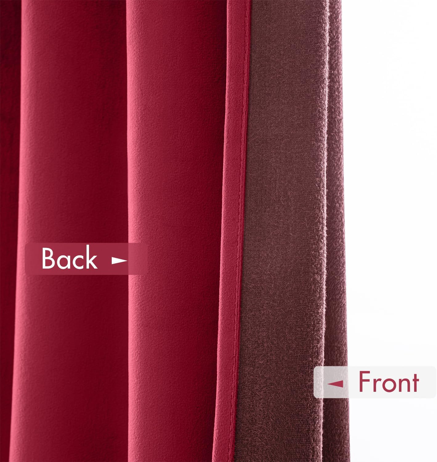 MIULEE Berry Velvet Curtains Thermal Insulated Blackout Curtain Drapes for Bedroom Living Room Darkening 90 Inches Long Curtains Panels Rod Pocket Set of 2