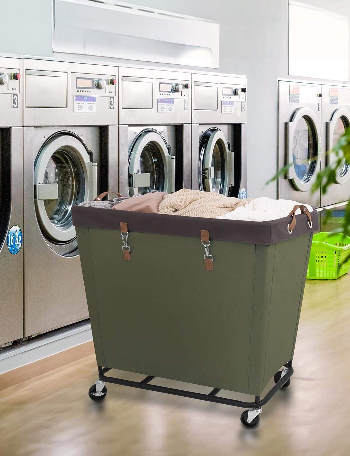 StorageWorks 320L Laundry Basket with Wheels, Extra Large Rolling Hampers for Clothing Organizer, Dirty Clothes Basket for Hote, Home, Closet, Dorm, Green