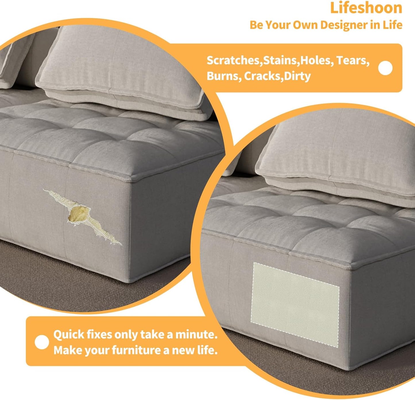 Fabric Repair Patches, 17X79 Inch Canvas Self-Adhesive Fabric Patches Tape Durable, DIY Large Canvas Repair for Sofa, Couches, Furniture, Chair, Clothing (17X79 Inch, White)