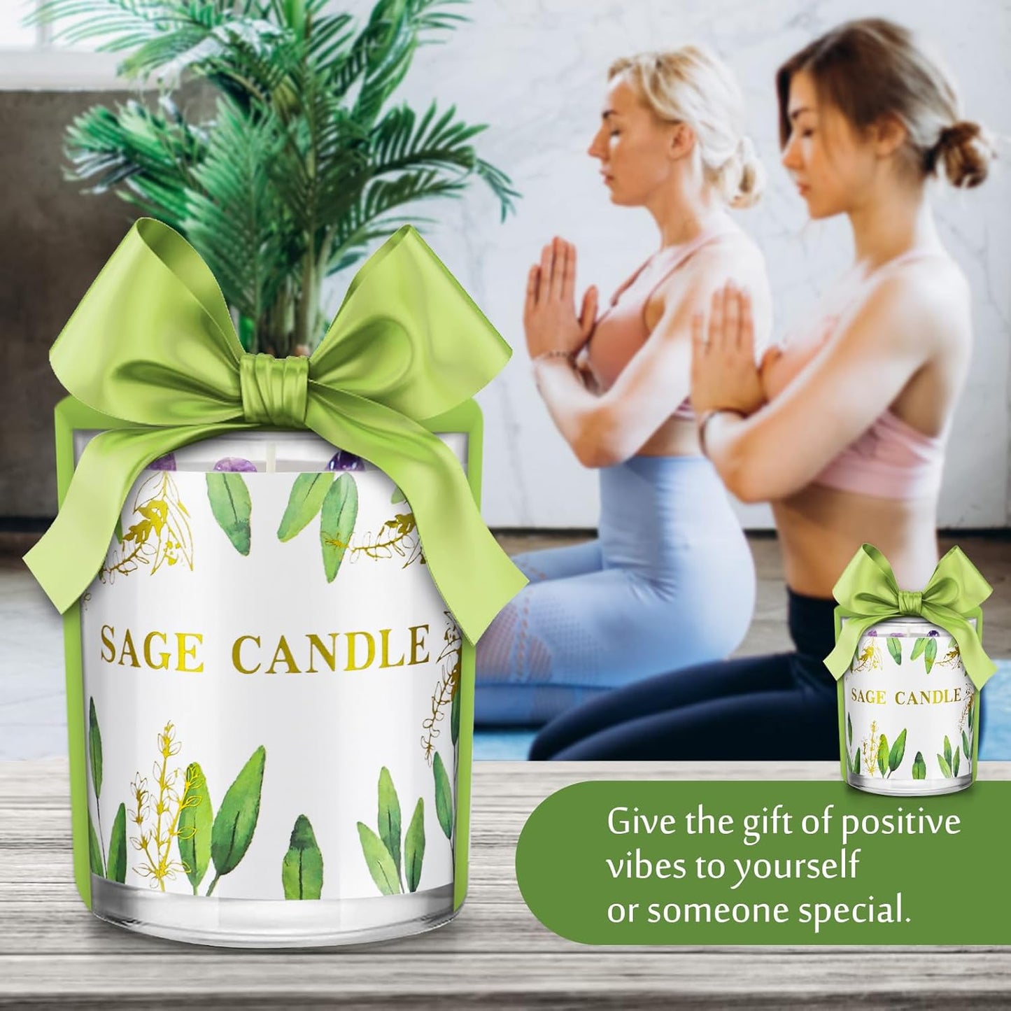 Candles, 6 Pack Sage Candle for Cleansing House Negative Energy, Scented Candles Gifts Set for Women, Crystal Candle Clearance with Crystal Healing Stones, Alternative to Smudge Sticks, Relax & Mind