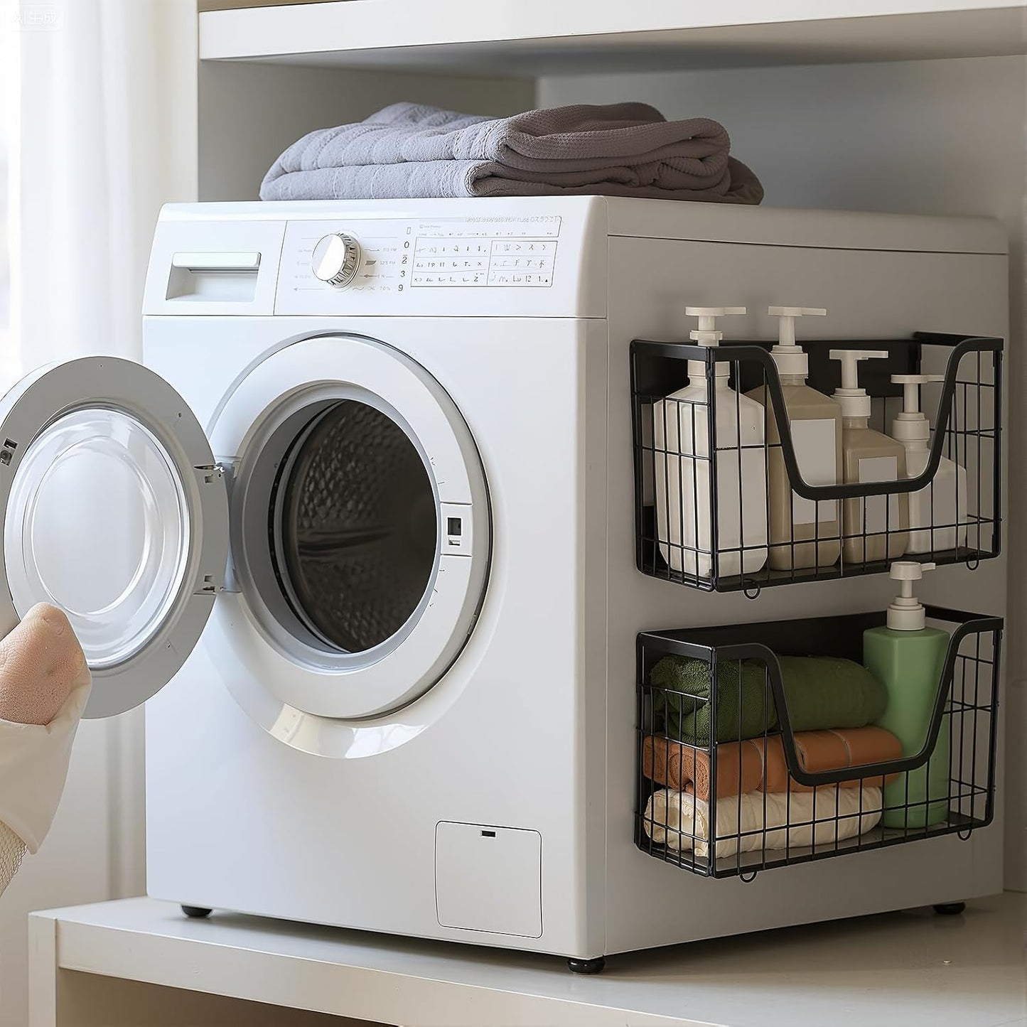 2 Pack Magnetic Shelf for Fridge Fruit Storage Container Fridge Magnetic Baskets Fruit Potato Onion Storage Bins, Pantry Organizer Refrigerator, Kitchen Counter, Cabinet, 12.4 x 7.9 x 5 Inch