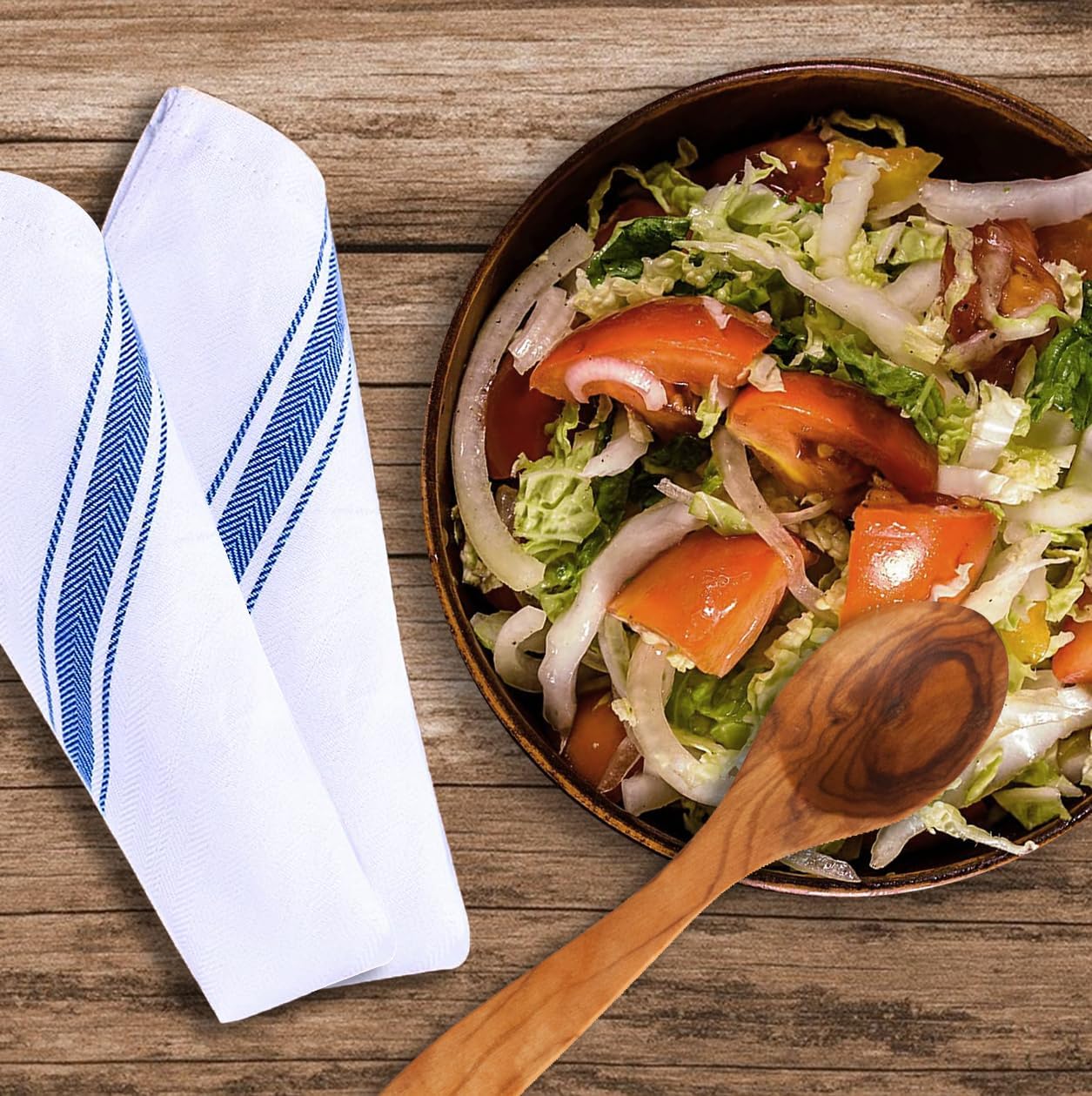 Dish Towels Set (Value Pack of 15) Size 15x25 Inch, 100% Cotton Soft & Absorbent Linen Kitchen Towel, Tea Towels, Reusable Cleaning Cloths for Household Cleaning (Blue)