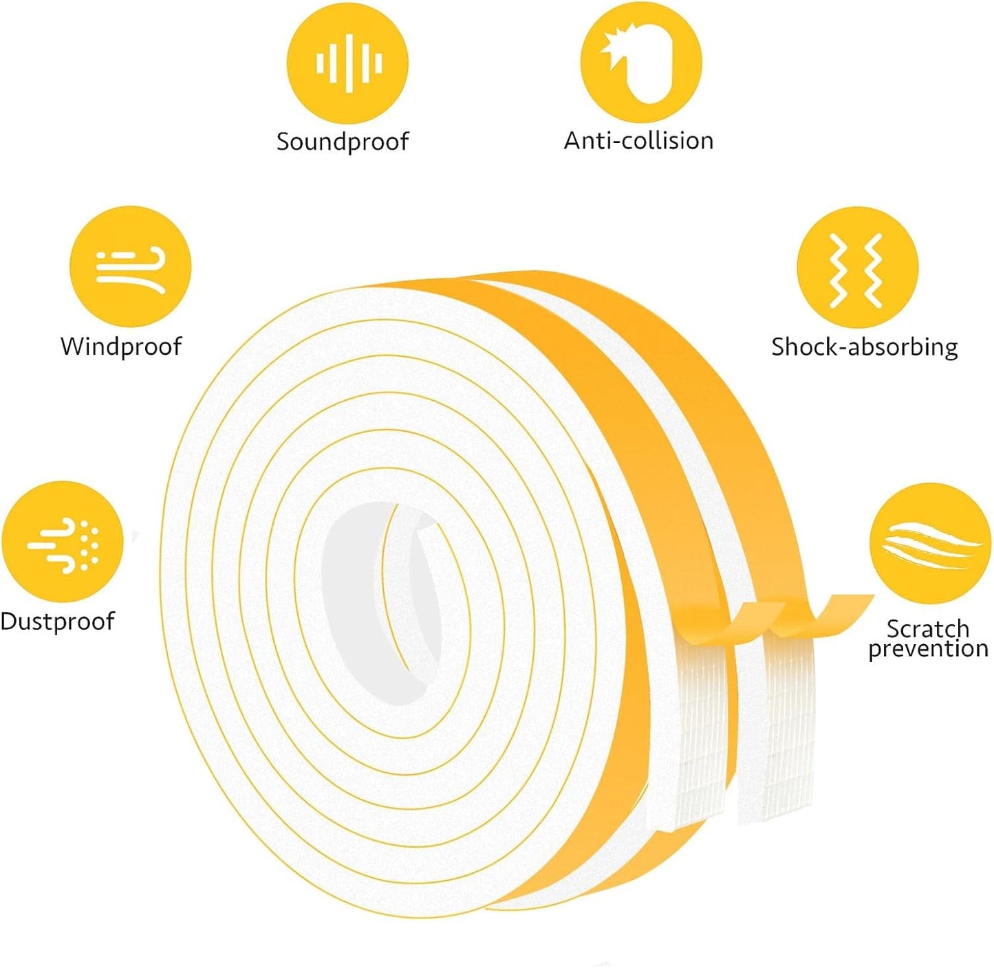 White Weather Stripping, Strong Self Adhesive Weather Stripping Door Seal for Doors and Windows,Closed Cell Weatherstrip, SoundProof Weatherproof Foam Tape (3/4 in x 5/16 in x 13Ft)