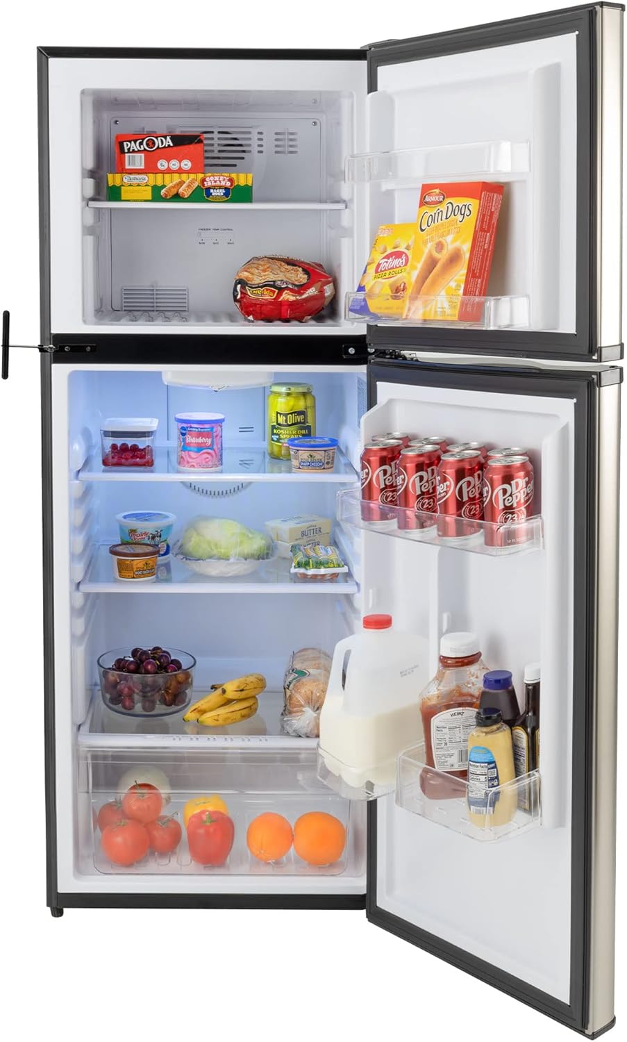 RecPro 10 Cu Ft 12V RV Refrigerator | Black Frost-Free Fridge with Freezer | Double Door, Adjustable Shelves, Reversible Door, Built-In Lock | 23.5”W x 26”D x 59”H | Off-Grid & Dry Camping Ready