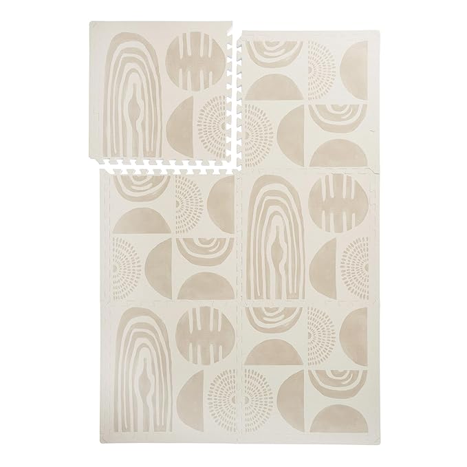 Premium Exercise & Baby Foam Play Mats - Stylish & Large Non-Toxic Odorless Floor Mat - 6 Tiles - Spacious 6ft x 4ft - Peel-Resistant Reinforced Ver.- Soft Thick, Waterproof - Desert Sand