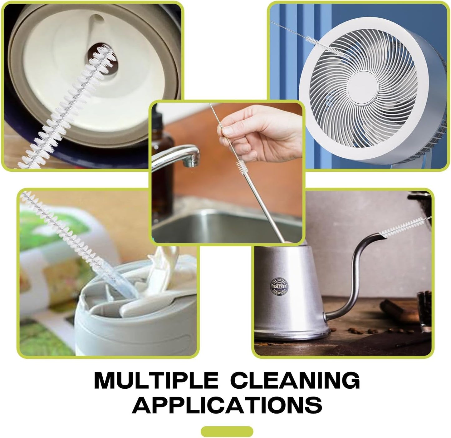 Reusable Straw Cleaner Brush Set - 8PCS Extra Long 12 inch Metal Straw Cleaning Brushes for Tumbler, Sippy Cup, Water Bottles, Pipes