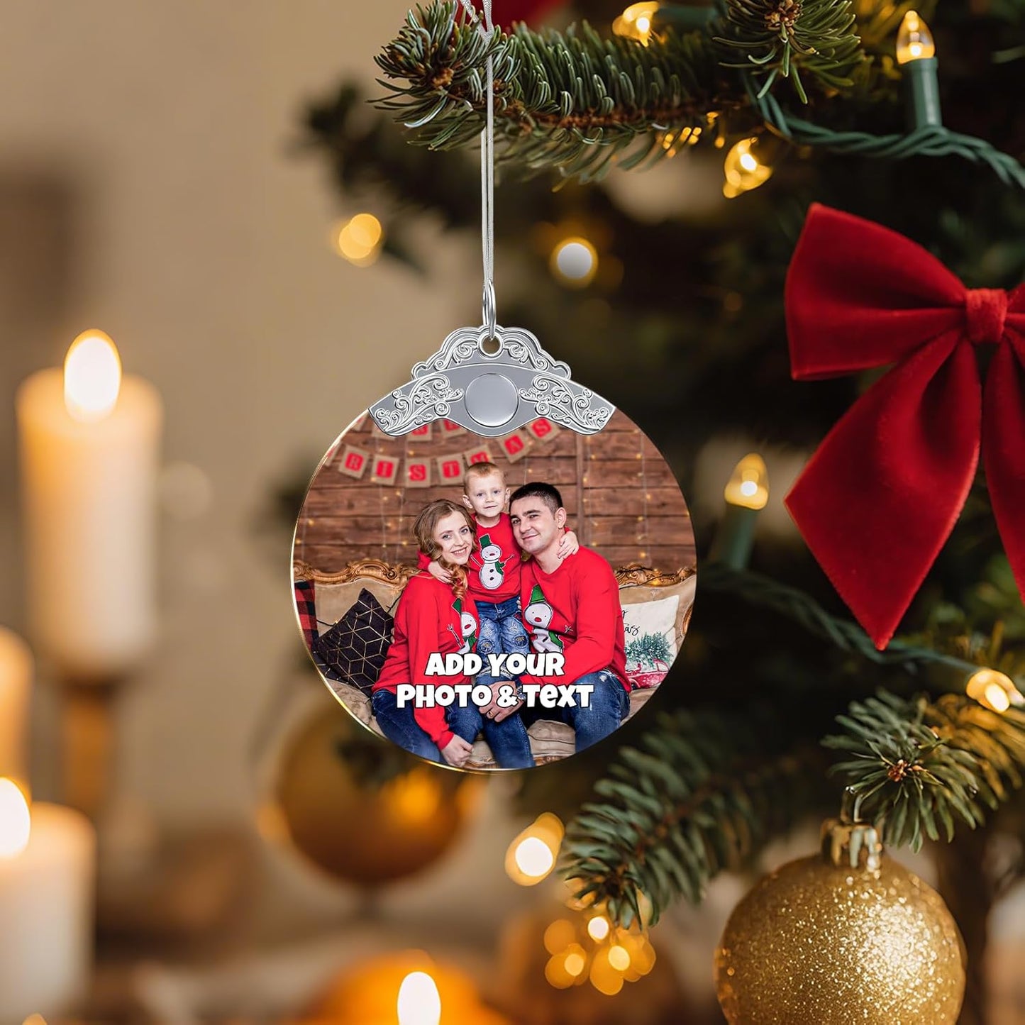 Personalized Christmas Ornament with Photo - Custom Picture Ornaments for Christmas 2025, Customized Crystal Ornament Xmas Tree Decor, for Family, Friends, Lovers