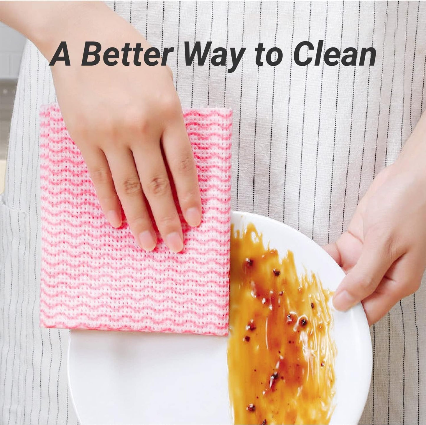 Reusable Cleaning Cloths Dish Paper Towels, Domestic Cleaning Towels, Multipurpose Quick-Dry Rag Dish Cloths Heavy Duty Handy Wipes for Kitchen 25 Count 14.2"X15.7", Pink