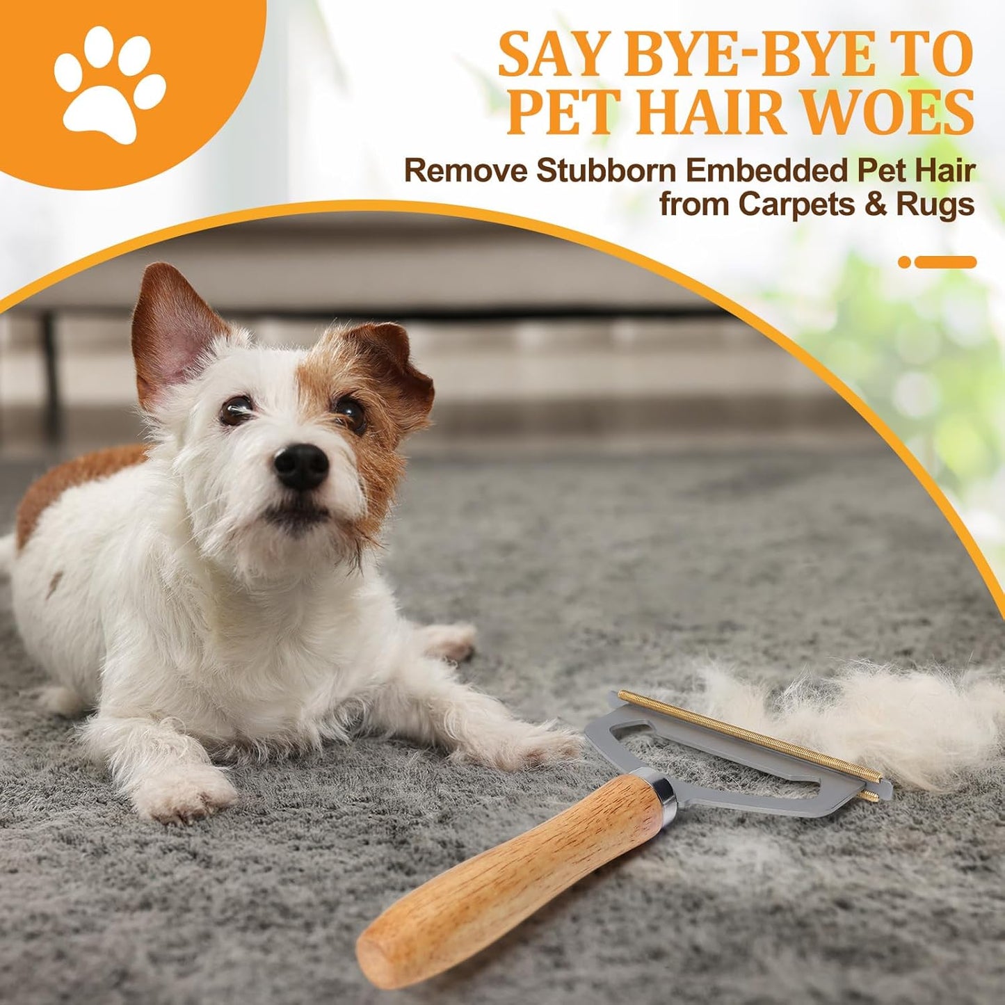 Metal Carpet Brush Pet Hair Remover, 1 Buck Thick Rack Wood Handle Portable Carpet Scraper, Embedded Couch Lint Pilling Dog Cat Fur Remover, Fabric Shaver Depiller Furniture