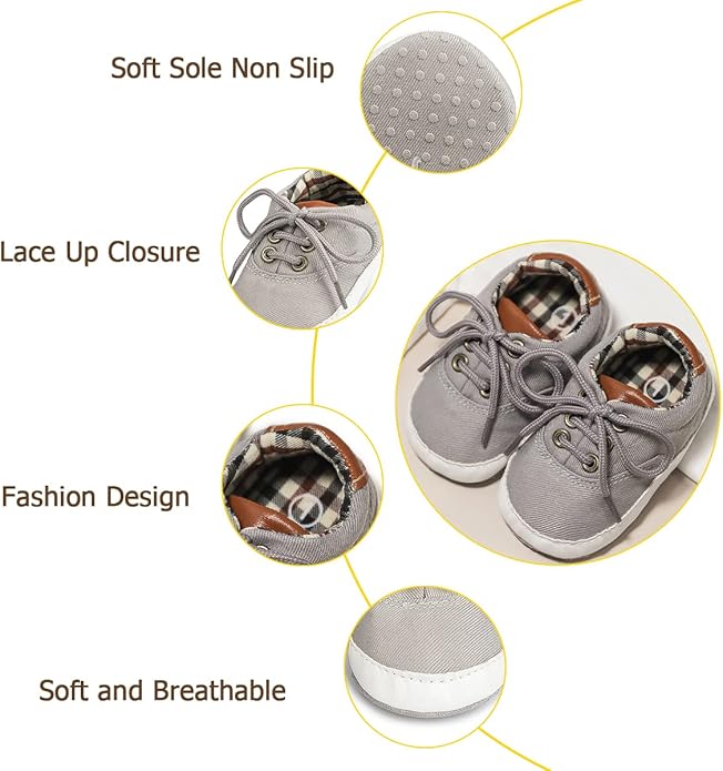 Morbido Infant Baby Boys Girls Canvas Sneaker Toddler Slip On Anti Skid Newborn First Walkers Candy Shoes for 0-18 Months