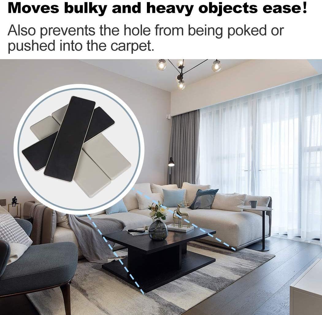 Ezprotekt 4 Pcs Rectangle Reusable Furniture Movers Sliders for Carpet, 9" x 2.5" Rectangle Furniture Moving Pads Carpet Sliders for Heavy Sofa Bed Fridge, Move Items Easily and Quickly (Beige)