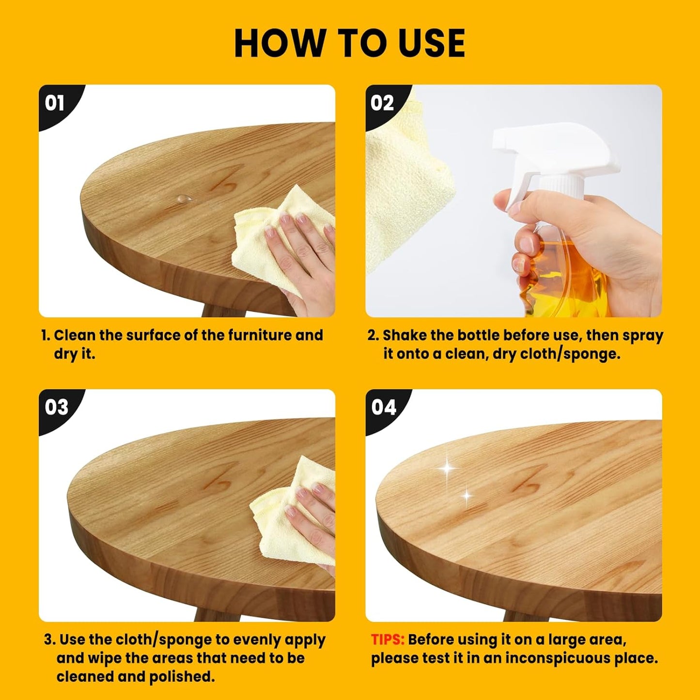 PIPIHUA Wood Oil Polish Spray, Shines & Protects, Wood Cleaner and Furniture Polish for Cabinets Tables Floors 16.9 oz