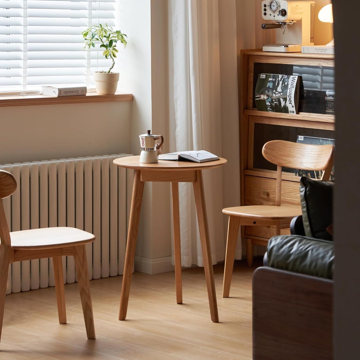 100% Solid Oak Small Tall Side Table, Mid Century Modern Coffee Table for Small Spaces, Living Room End Table with Stable Frame for Bedroom Couch, (Natural, 21.65" D x 21.65" W x 29.53" H)