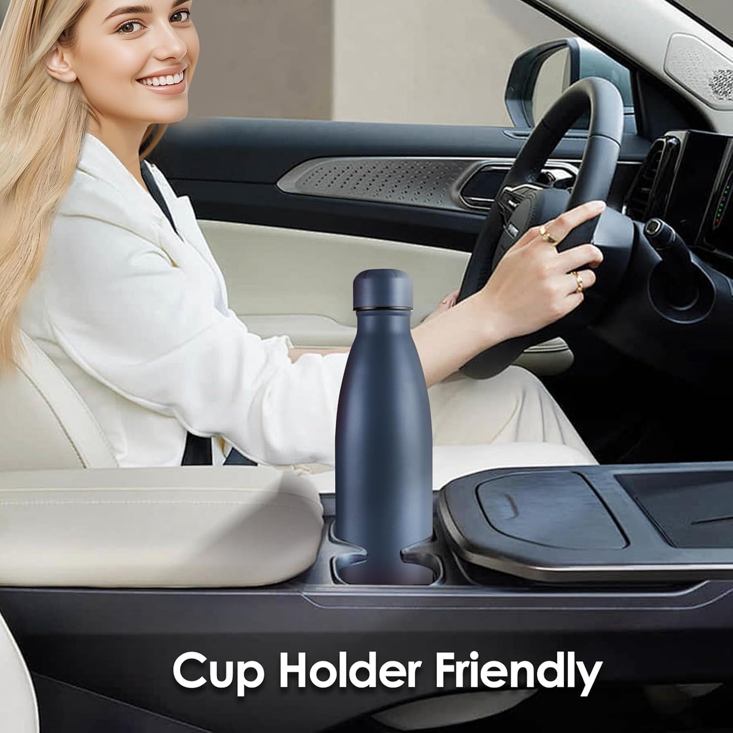 25oz Cola-Bottle Shaped Stainless Steel Leak-proof Water Bottle,Double Wall Vacuum Insulated Metal,Travel Mug For Sports Indoors & Outdoors,BPA-Free School Kids Flasks,Navy(2 Pack)