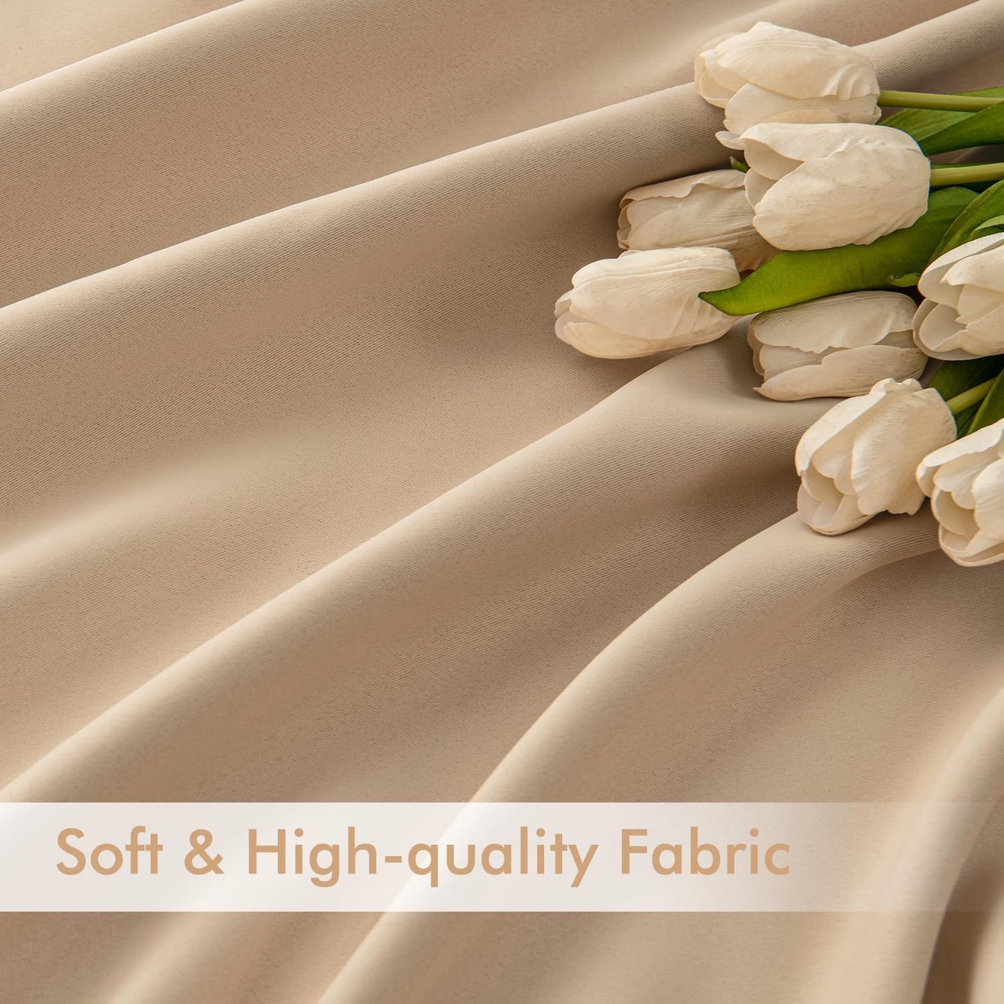 MIULEE Back Tab Beige Curtains 96 Inch Long 2 Panels Set for Living Room Bedroom, Cream Rod Pocket/Pinch Pleated Light Blocking Thermal Insulated Room Darkening Floor to Ceiling Blackout Drapes