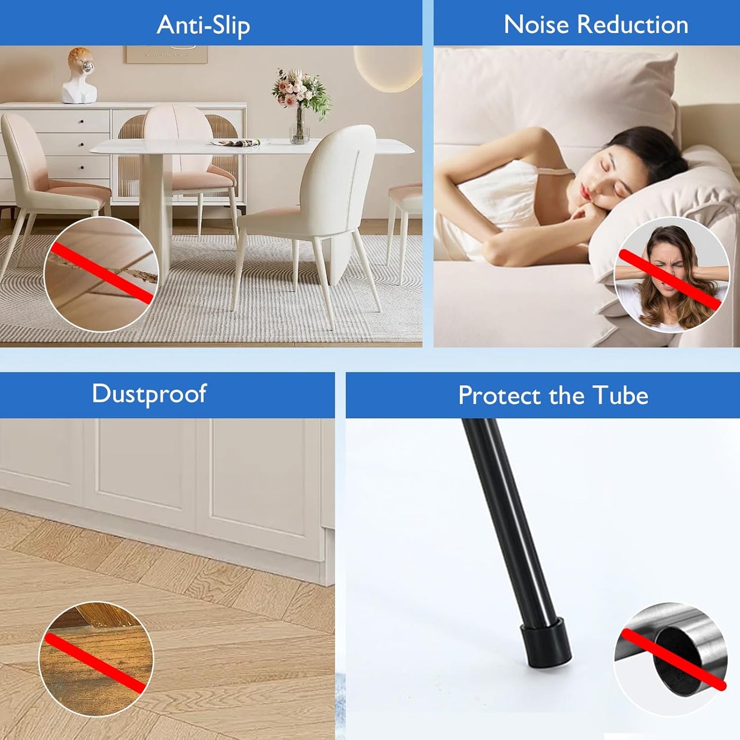 4 Pcs 1-1/4" Round Rubber Chair Leg Caps, PVC Table Leg Covers, Flexible & Anti-Slip Furniture Leg End Caps, Chair Leg Floor Protectors for Bar Stool Leg Patio Indoor, Black