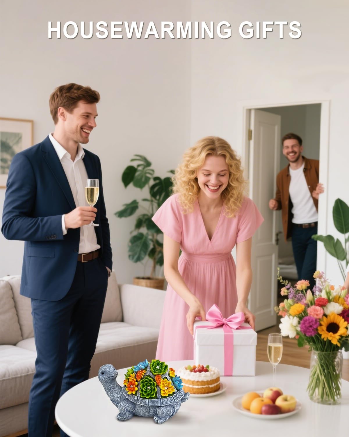 Solar Turtle Statue Garden Decor for Outside with Succulents and 7 LED Lights – 10.3 Inch Cute Lawn Ornaments for Patio, Porch, Balcony & Yard – Unique Birthday Gifts for Women Mom Grandma Wife