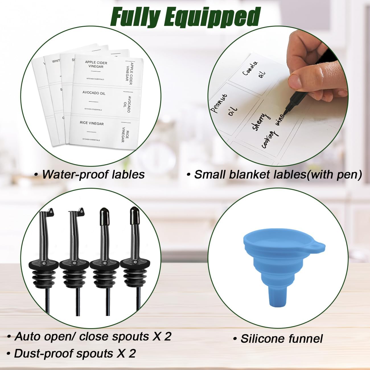 Olive Oil Dispenser Bottle for Kitchen,17 oz Oil and Vinegar Dispenser Set, Cooking Oil Dispenser, Glass Container, Coffee Syrup Bottles