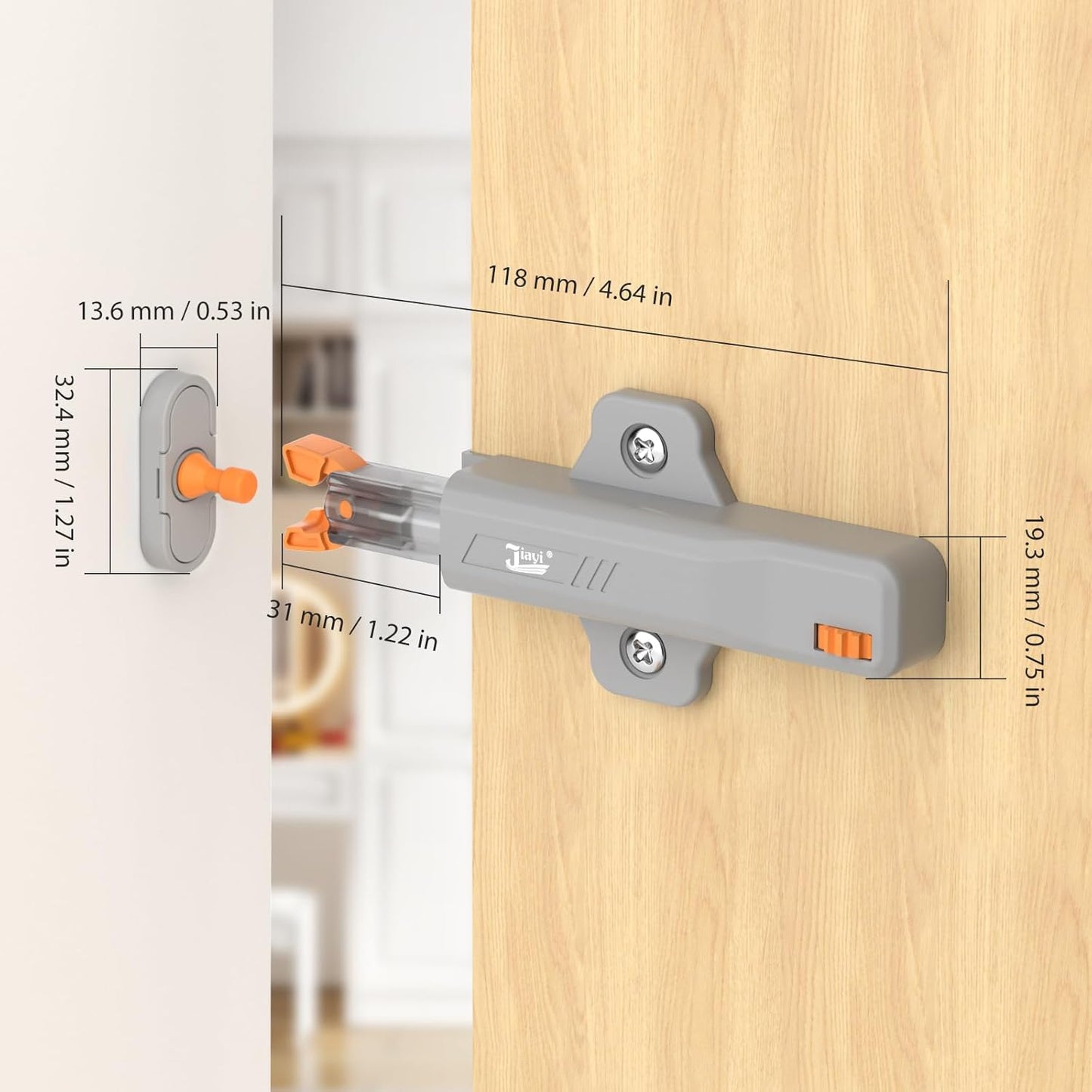 Push to Close Cabinet Latch, Jiayi 10 Pack Push Open Hardware, Cabinet Press Out Latch for Door, Non-Magnetic RV Drawer Closure, Heavy Duty RV Door Catch, Touch Latch for Kitchen