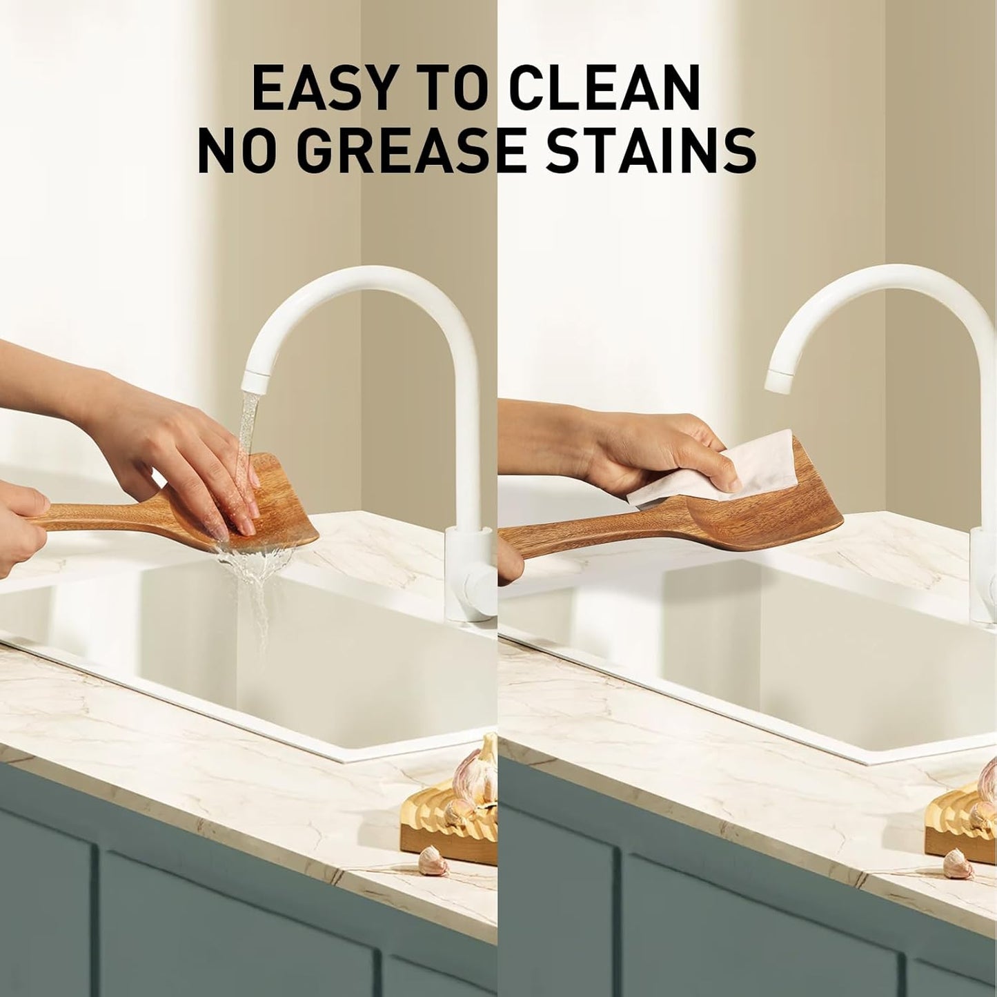 Wooden Utensil Set,WOTTISH 7Pcs Nonstick Wood Spatula,Wooden Kitchen Utensils Set Non Toxic,Wooden Spoons for Cooking(A07)